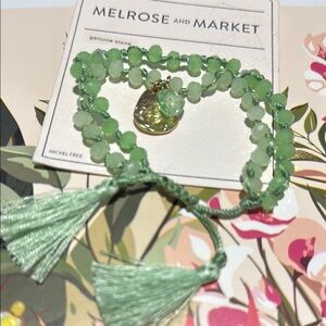 Melrose & Market Green Beaded Bracelet genuine stone adjustable NEW nickel free